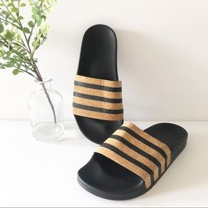 Adidas Cork Slides Sandals womens 7 black